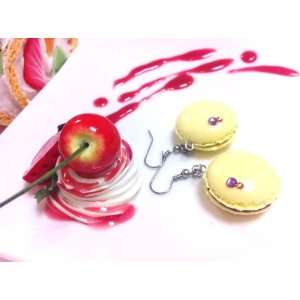  Macaron earrings M Lemon chocolate/adorable fake dessert 