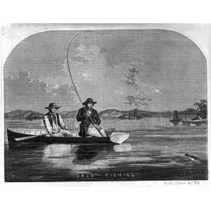  Bass Fishing,2 men in a boat,long fishing pole,1854: Home 