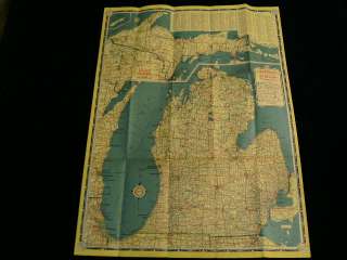 1940 Auto Owners MICHIGAN Highway Road Map Paul Kernen Insurance Co 