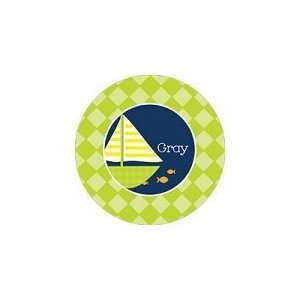  personalized sailboat boy plate (style 3p)