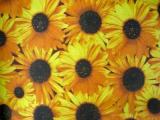 YELLOW SUNFLOWER DAISY FLORAL COUNTRY SUMMER BLEND SEW CRAFT FABRIC 