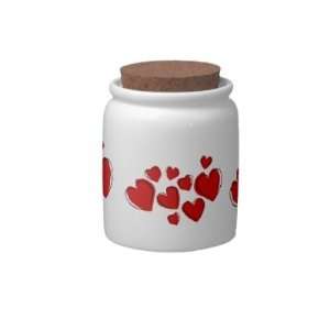  Red Sketchy Hearts Candy Jar: Home & Kitchen