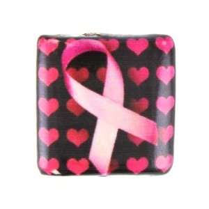  20x21mm Pink Awareness Ribbon with Hearts Decoupage Bead 
