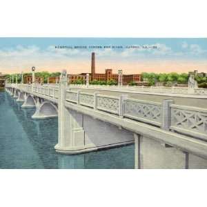  1940s Vintage Postcard Memorial Bridge across Fox River 