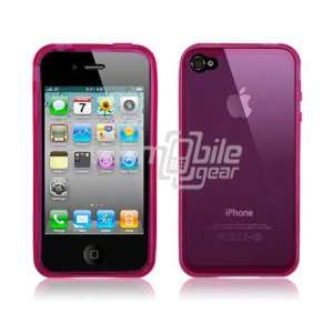 PINK SEE THRU RUBBER SKIN CASE + LCD Screen Protector for IPHONE 4 4TH 