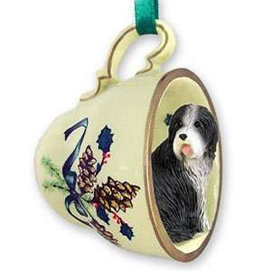  Bearded Collie Teacup Christmas Ornament: Home & Kitchen