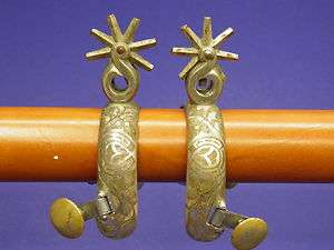 WESTERN EGRAVED HAND MADE SPURS EMBOSSED NICE AND GOOD CONTRUCTION 