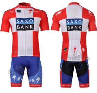 2012 New SAXO BANK Red Cycling Jersey & Bib Shorts S 3XL Short Sleeve 