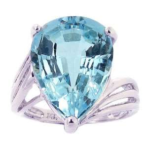   Pear Gemstone Cocktail Ring Sky Blue Topaz, size6.5 diViene Jewelry