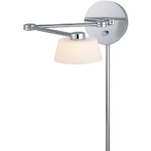  Chrome and Frosted Glass Plug In Swing Arm Wall Lamp: Home 