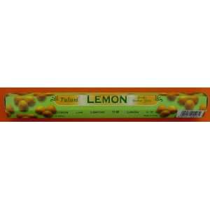  Lemon   Box of Six 20 Stick Hex Tubes   Tulasi Incense 