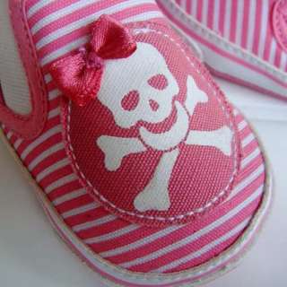 Skull KIds Baby Shoes Pink Bow Tie Toddler Walking 3S10  