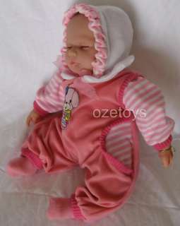 Baby Doll Vinyl Face Soft Body Pink and White with Doggy Motif Ella 