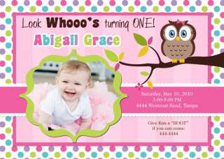 OWL 1ST BIRTHDAY BABY SHOWER INVITATIONS U PRINT  