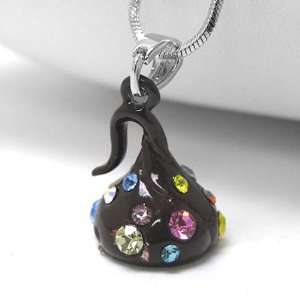  Give Me A Chocolate Kiss with Crystals Childs Pendant 16 