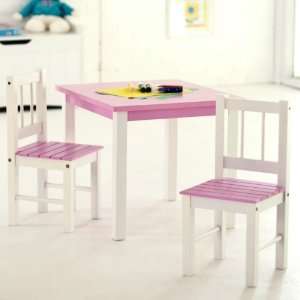  Lipper 513PK Childs Pink & White Table & 2 Chairs Set 