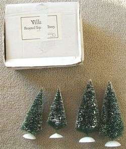   56 VILLAGE FROSTED TOPIARY CHRISTMAS TREES Includes 4 TREES and BOX