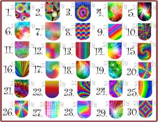 10 FULL NAIL DECALS•RAINBOW•PICK YOUR DESIGN  