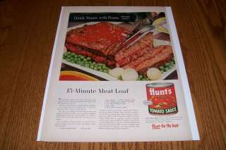 1954 HUNTS TOMATO SAUCE MEAT LOAF RECIPE AD  