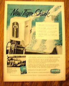 1960 New Tiger Shark 800 Boat Motor Ad West Bend  