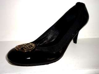   Caroline Black Patent Leather Medallion LOGO Ballet Shoes Pumps 10.5