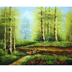  Spring Colorful Path in Forest Landscape Oil Painting 20 x 