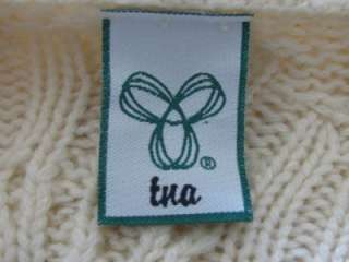 TNA ARITZIA OFF WHITE HOODED LAMBS WOOL LADIES CABLE KNIT SWEATER 