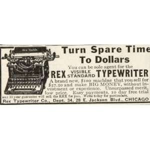   Rex Visible Typewriter Company Chicago   Original Print Ad Home
