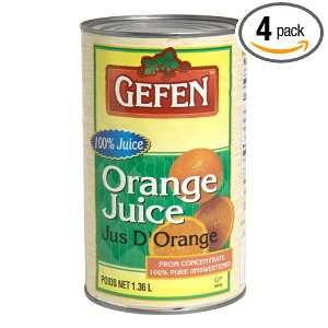 Gefen Juice, Orange, Can, Passover,46 ounces (Pack of4)