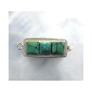   GREEN BLUE TURQUOISE STERLING CLASP 3 STONE #1~ 