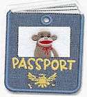 sock monkey luggage tag new machine embroidered 