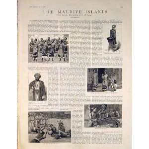 Maldive Islands Rosset Bazaar Old Print 1886 Antique