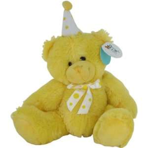   Hills Teddy Bear Co. Yellow Birthday Bear w/ Party Hat: Toys & Games