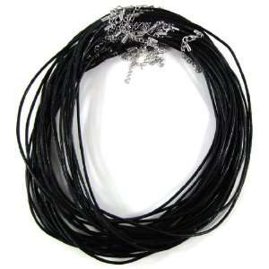  2mm black leather cord necklace 18 strand