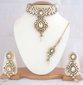   Bollywood fashions bridal kundan Necklace earrings &Tika set  