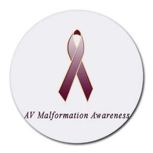  AV Malformation Awareness Ribbon Round Mouse Pad: Office 