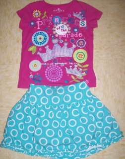 Princess Graphic with teal printed skirt (skort) by Childrens Place 