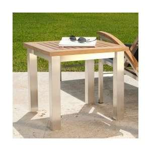  24123 Vogue Square Teak End Table Teak and Stainless Steel 