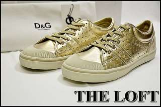 DOLCE & GABBANA LEATHER SNEAKERS D&G SIZE 36 GOLD  