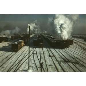  Train Yard in the snow 24X36 Giclee Paper: Home & Kitchen