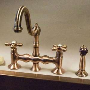   Kitchen Sink Faucet w/Brass Sprayer   Antique Copper: Home Improvement