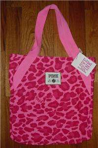 Victorias Secret LOVE PINK Large LEOPARD Canvas TOTE Book BAG Carry 