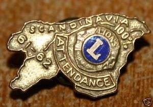 1961 62 Scandinavia Lions Club Paple pin Screwback old  