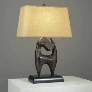   Lamp (Right Facing), Tudor Bronze Finish with Golden Saki Fabric Shade