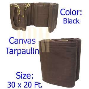   Canvas Tarpaulin 20 x 30 Tarp Cover Water Resistant Black: Patio