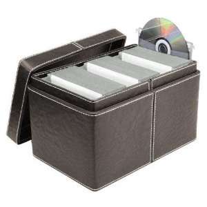   Leather CD and DVD Filing Box (150 Disc Capacity)   Brown Electronics
