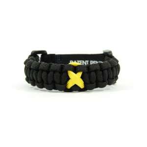  Paracord Bracelet Black with Yellow Ribbon Adjustable 7.5 