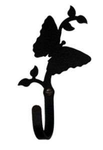 Black Wrought Iron BUTTERFLY Small Wall Hook Rod Decor  