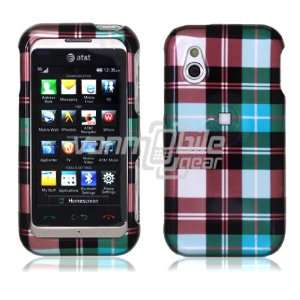 Blue Plaid Design Hard 2 Pc Snap On Faceplate Case for LG Arena GT950 