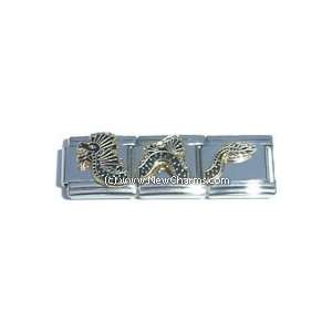  Three Part Blue Dragon Italian Charm Bracelet Jewelry Link 